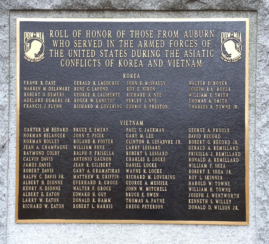 Auburn New Hampshire Korean War & Vietnam War Veterans Memorial