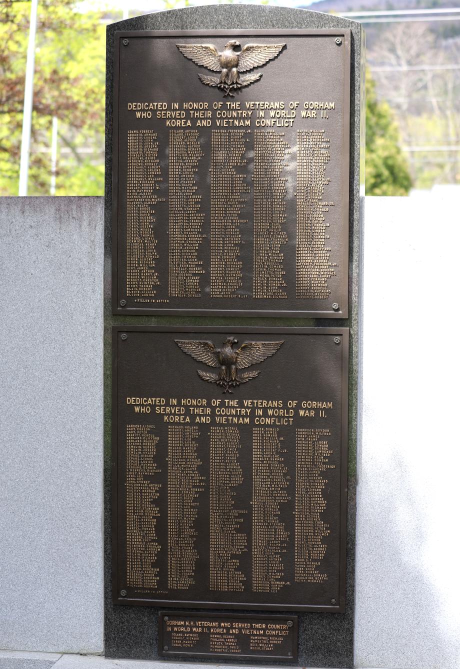 Gorham New Hampshire Veterans Memorial