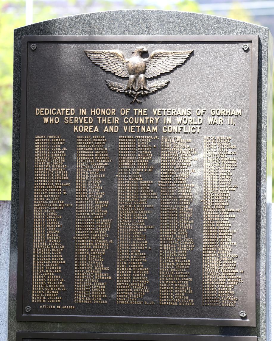 Gorham New Hampshire Veterans Memorial