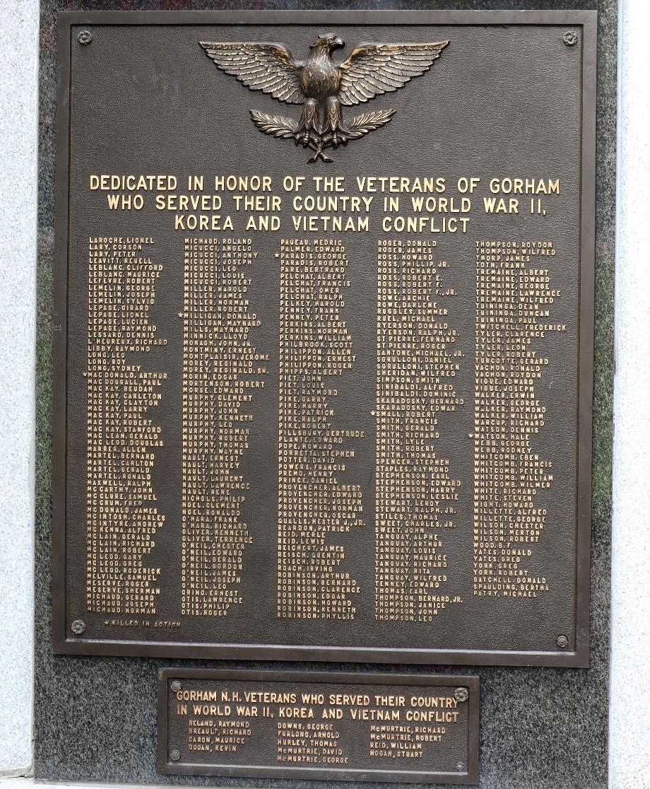 Gorham New Hampshire Veterans Memorial