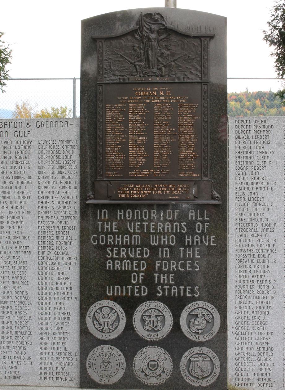 Gorham New Hampshire Veterans Memorial