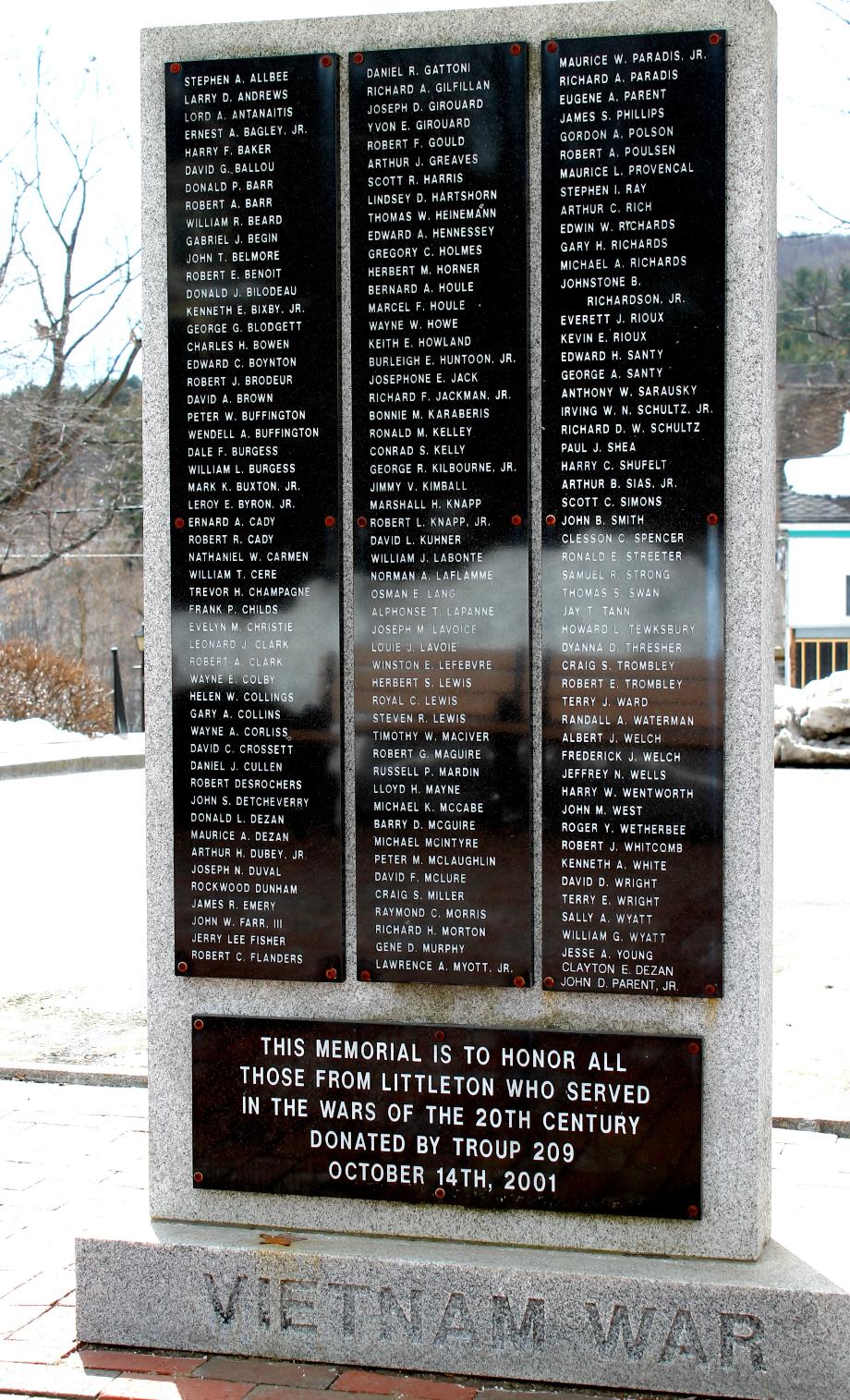 Littleton New Hampshire Vietnam War Veterans Memorial