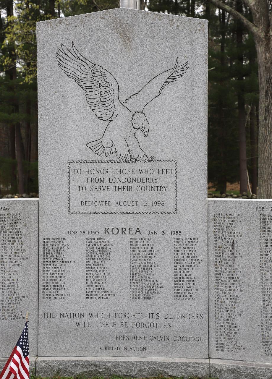 Londonderry New Hampshire World War II, Korean War & Vietnam War Veterans Memorial