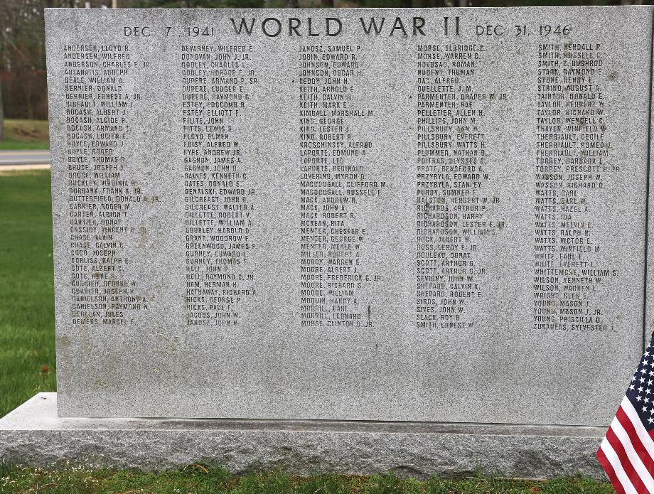 Londonderry New Hampshire World War II  Veterans Memorial