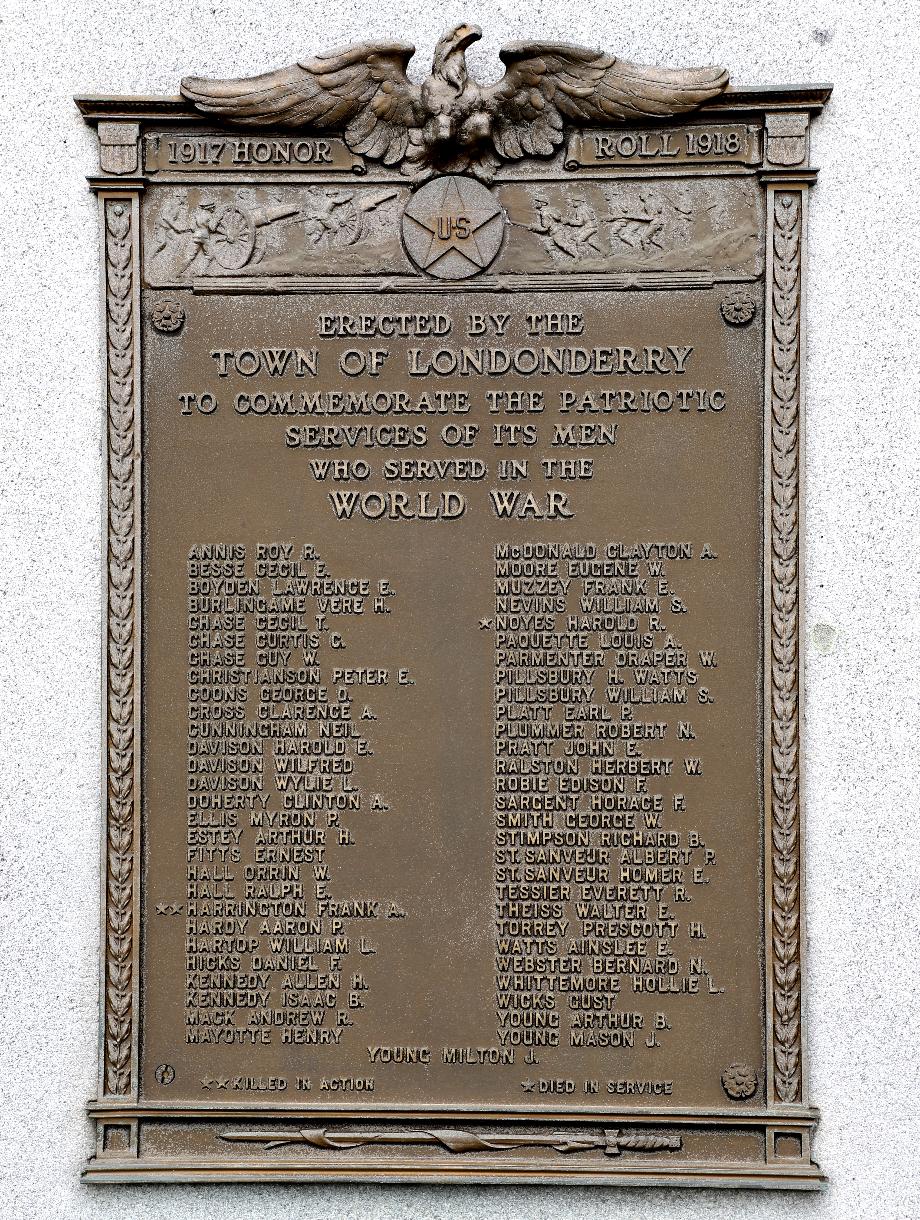 Londonderry New Hampshire World War I Veterans Memorial