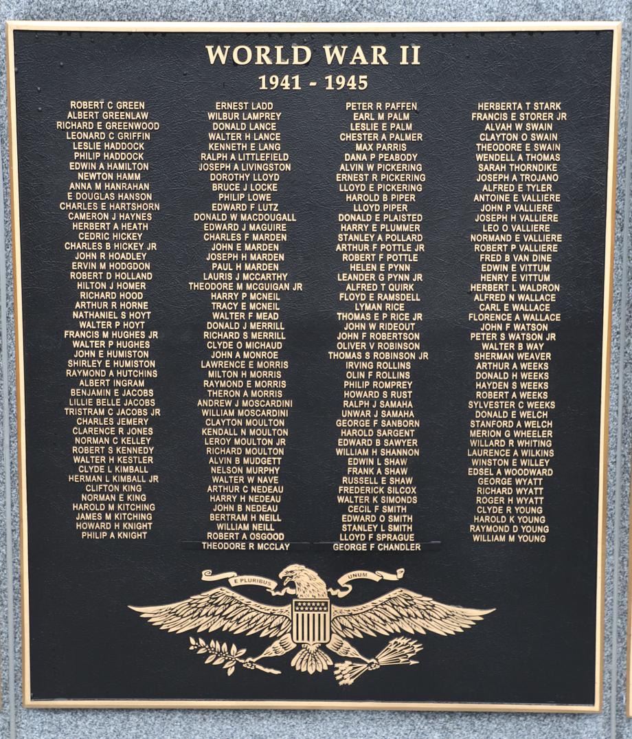 Meredith New Hampshire World War II Veterans Memorial