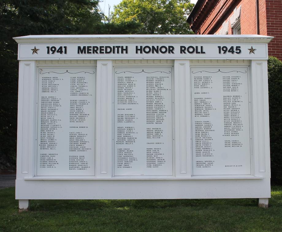 Meredith New Hampshire WWII Honor Roll
