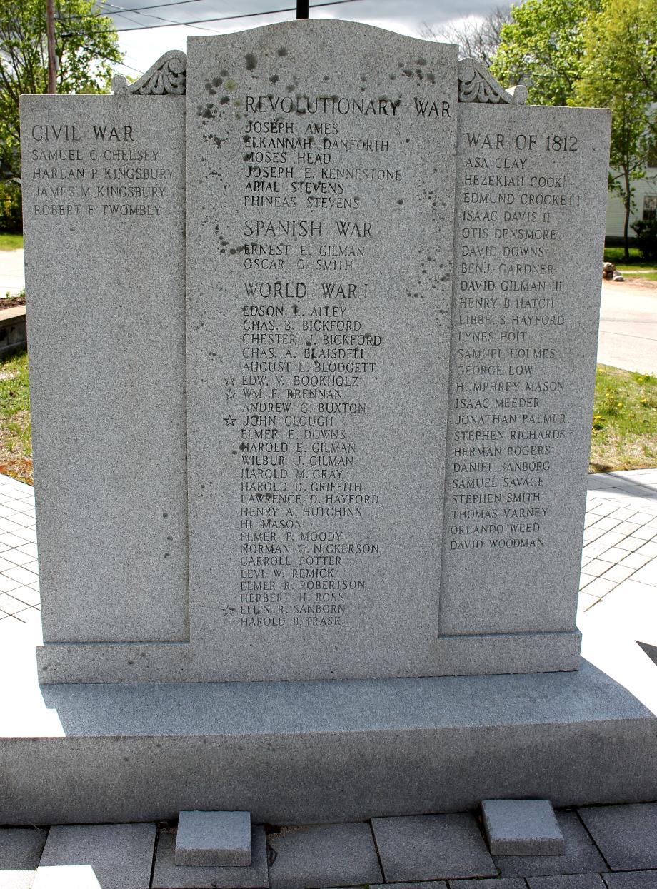 Tamworth New Hampshire Revolutionary War , War of 1812 & Civil War Veterans Memorial